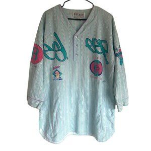 Vintage 90s ESLEEP Cotton Flannel Pajama Night Shirt Ski Team Teal One Size